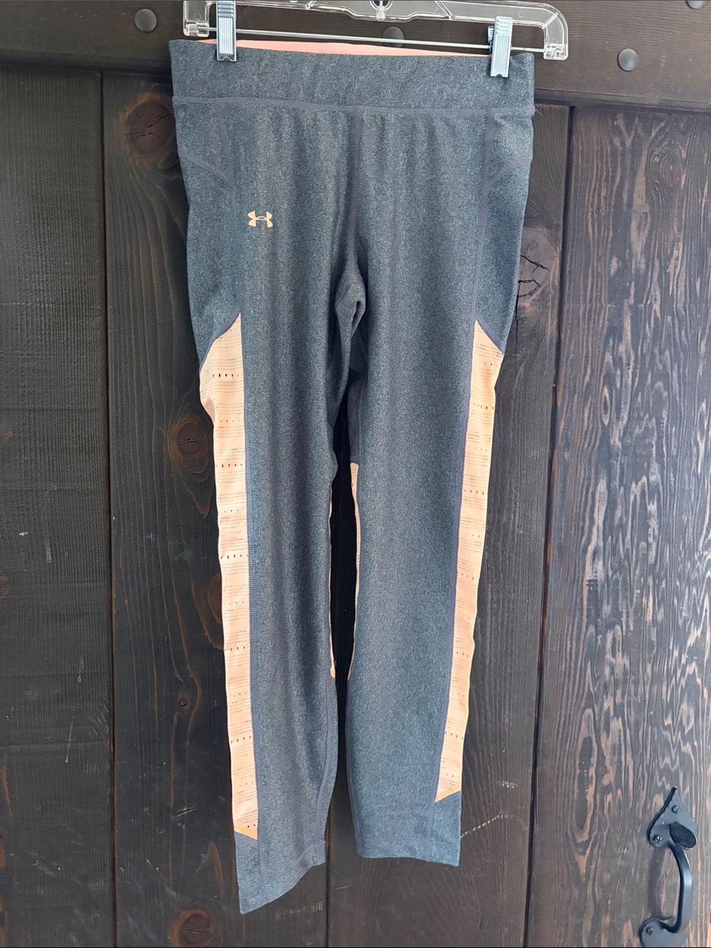 Under Armour Dark Gray Leggings with Peach Side Panels